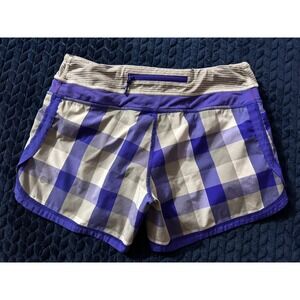 Lululemon Women's Run Speed Shorts Purple Plaid Athletic Shorts Size‎ 6